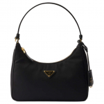 Prada Re-Edition 2005 Kolmnurkne Metalllogo K&auml;ekott Taaskasutatud Nailonist Tassikott Mini Naiste k&auml;ekotid Must 1N204X_R064_F0632 Box(Basic Set+Box)