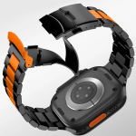 Must-oranž rihm Apple Watch Ultra 49mm Series 10 46mm jaoks Luksuslik meeste k&auml;erihm Series 9 8 7 6 5 4 SE 49mm 46mm 45mm 44mm jaoks 49mm 46mm 45mm 44mm black