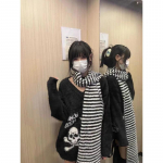 Gooti pealuud kampsun Grunge Tume esteetika Kootud kampsun V-kaelus Harajuku Lai Moh&auml;&auml;rist kampsun Emo Alt Kudumid Y2k XL must