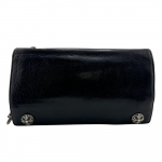 CHROME HEARTS Cross button long wallet leather Greasy Purse black leather mens Used