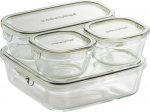 iwaki klaasist hoiustuss&uuml;steem Olive Set Pack kuumakindel anum, roheline, mini, ja mikrolaineahju jaoks, PC-PRN4G42