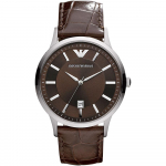 Emporio Armani Renato Pruunist Nahast/Pruun Meeste Kvarts 3 Osutiga K&auml;ekell AR2413 pruun
