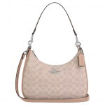 Coach Teri 29 Logoga T&otilde;mblukuga Kaetud L&otilde;uendist T&otilde;mblukuga Sulgemisega K&auml;e-&Otilde;la Crossbody Kott Suur Naiste Kott Beež CV940-SVPWH Gift Box Set (Basic Set+Yellow Box)