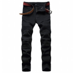 Meeste Classic Joger Moto Biker Teksad Skinny Slim Fit Denim P&uuml;ksid P&otilde;lvedrape Panel Distressed Valged Mustad Teksad 29 must