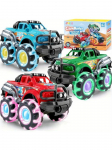 3-pakiline Laste Monster Truck M&auml;nguasi, millel on vilkuvad LED-rattad, Valgustusega Autod, disainitud V&auml;ikelastele, S&uuml;nnip&auml;evakingitus, H&otilde;&otilde;rdumisega J&otilde;uallikas
