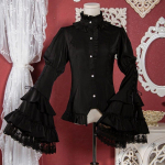 Gootiline Y2k Lolita Valge S&auml;rk Naistele Punk Magus Volangpits Laiuv Pikkade Varrukatega Pluusid Must Jaapani Kawaii Viktoriaanlik Vintage Top S valge
