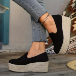 Naiste Must Espadrill-Kontsaga Sandaalid - Mugavad Slip-On Platvormkingad Katteosaga, Paks Kummitald ja &Uuml;mar Nina, Rihmadega Sandaalid 36 must