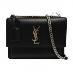 [Kasutatud] Saint Laurent Keskmine Sunset &Otilde;lakott 'Must' - V&auml;ga Hea #V2W8LR ONE SIZE