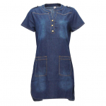Naiste vabaaja &otilde;huke V-kaelusega kontoris&auml;rk Teksad Plus Size Denim Kleit Vestidos R&uuml;&uuml; S tumesinine v&auml;rv