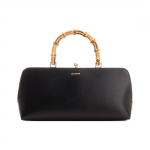 Jil Sander Goji V&auml;ike Bambusest Kott Must Naistele &Uuml;lemine k&auml;epide J07WD0020-P4866-001 Basic Set (Bag+Dust Bag)