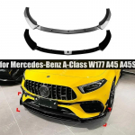 Kvaliteetne esibampri alumine spoiler ja kerekomplektid Mercedes-Benz A-klassi W177 A45 A45S 2019 2020 2021 2022 2023 jaoks L&auml;ikiv must ABS Gloss Black