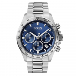 Hugo Boss 1513755 meeste k&auml;ekell H&otilde;bedane rihm Sinine sihverplaat 43 mm + karp