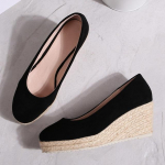 Kevad S&uuml;gis Madala Suuga Suede Kiilukanna K&otilde;rge Kontsaga Espadrillid Naistele Elegantne Kinnine Varvas &Uuml;hed Kingad Vabaaja Kontori Igap&auml;evased Sandaalid 36 must
