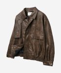 Vtwo 8020 Vintage Pesitud Nahkjakk_Pruun Brown/M gray