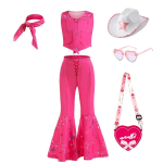 T&uuml;drukute Kauboi Kleit 2-12 Aastat V&auml;ikelaste Kost&uuml;&uuml;m Cosplay Riietus Halloweeni Riided 5-6T (Tag 130) pink