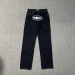 Corteiz Denim Shortsid Meeste Vintage Pesuga Sirge L&otilde;ikega Keskmise K&otilde;rgusega Tikitud T&auml;hega Detail Vabaaja Streetwear L&uuml;hikesed P&uuml;ksid L gray