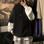 Kaheosaline dressipluus meeste kapuutsiga s&uuml;gistalvine trendikas Ins Hip Hop &uuml;lisuur ni&scaron;&scaron; High Street jope mantel 5XL must