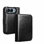 IPhone Duo luksuslik NAPPA ehtsast nahast magnetiline klapp&uuml;mbris koos MagSafe'iga, premium veisenahast &auml;rikate IPhone 18 Ultra jaoks iPhone Duo must