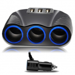 12&ndash;24 V 3-suunaline autos&uuml;&uuml;taja pistikupesa jaotur USB laadija toiteadapter