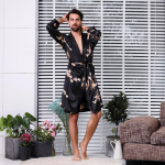 2tk Meeste kimono satiin hommikumantel Faux siidist pidžaama magamisriided &Ouml;&ouml;r&otilde;ivad kleit + l&uuml;hikesed p&uuml;ksid L must