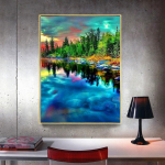 5D teemantmaaling t&auml;ispuurimise &uuml;mmargune maastik teemantmosaiik teemanttikandid maaliline pilt 20X30