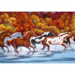 5D DIY Teemantmaaling Jooksvad hobused Tikand Mosaiik Ristpistes Rhinestone Decor 20X30CM