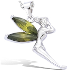 Les Tr&eacute;sors De Lily [A9261] - Pendentif Argent 'F&eacute;e Clochette' Olivine roheline