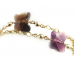 Altesse [L0100] - Bracelet Plaqu&eacute; Or 'Papillon de Cristal' marron violet mitmev&auml;rviline
