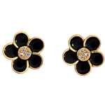 Altesse [Q3582] - Boucles plaqu&eacute; or 'Flora' noir dor&eacute; - 8 mm must
