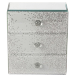 Les Tr&eacute;sors De Lily [Q8698] - Coffret &agrave; Bijoux verre 'Scarlett' gris argent&eacute; paillettes - 21x18 cm h&otilde;be