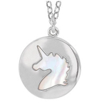 Les Tr&eacute;sors De Lily [Q9395] - Collier Argent artisanal 'Licorne My Unicorn' nacre argent&eacute; - 13x13 mm valge