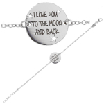 Les Tr&eacute;sors De Lily [Q9400] - Bracelet Argent artisanal 'Love' argent&eacute; (rhodi&eacute;) - 15 mm (I love you to the Moon and back) h&otilde;be