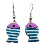 Les Tr&eacute;sors De Lily [R1274] - K&auml;sitsi valmistatud k&otilde;rvar&otilde;ngad 'Columbine & Harlequin' lilla t&uuml;rkiissinine (kala) - 16x11 mm lilla