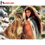 Huacani 5D Teemantmaali Ilu Leopard Mosaiik DIY Maali Ristpistes Mustriga Tikand Seinakleebis 40*30 CM