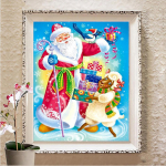 5D teemantmaaling lumememm DIY k&auml;sitsi valmistatud kingitus t&auml;isnurkne puur Teemanttikandid j&otilde;ulude talvine seinakunst Full Round (20X30CM)