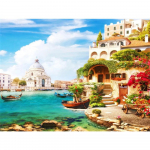 5D DIY Teemanttikandid Maalimine Linn t&auml;isnurkne puur ristpistes maastik mosaiik Veneetsia n&auml;put&ouml;&ouml; Kodukaunistus Full Round 20X30CM punane