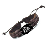 Vintage mood punutud kootud k&ouml;is nahast unisex k&auml;ev&otilde;ru Wolf Logo moeehted naistele mees