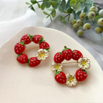 Blucome uus j&otilde;ulun&otilde;el Armas armas maasika-p&auml;evalillepross, kvaliteetne naiste kleit-m&uuml;ts Hijab Pin punane