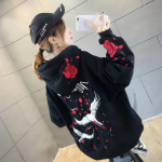 Crane Lilletikandid Harajuku Pusad Naiste S&uuml;gistalvine Paks Fliis Valge Must Kapuutsiga Pullover Topid Suurem&otilde;&otilde;dulised t&auml;navar&otilde;ivad Hip Hop dressipluusid XXL