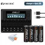 PALO 1,2 V AA laetav aku 3000 mAh 2A NI-MH aku ja nutikas laadija 1,2 V AA AAA NI-MH laetava aku jaoks