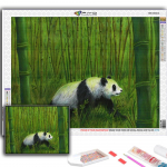 5D Teemantmaali Loom Panda Ristpistes Teemanttikandid Mosaiik Full Round 20X30CM