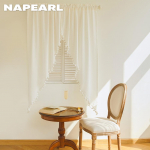 Ins Style Paar tikitud Valance Pompon Rod Taskukardin Aken T&uuml;llkardin Kodukaunistuseks NAPEARL W91cm x L91cm valge