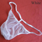 Uued p&uuml;ksid Meeste seksikas l&auml;bipaistev aluspesu T-selja bikiinid G-string stringid Erootiline pesu valge