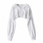 Naiste esteetilised punk pikkade varrukatega kapuutsid Crop Top Lihtne &uuml;hev&auml;rviline vabaaja vaba seksikas v&auml;ljal&otilde;ikega Super Crop top t&auml;navar&otilde;ivad M valge