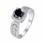 Bague Ringeni luksuslik moissanite s&otilde;rmus Gra sertifikaadiga, originaal 925 h&otilde;bedased s&otilde;rmused, 1 kat must moissanite kivist pulmapeo kingitus 1ct No.5 must