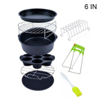 9 tk/komplekt 6-tollised &otilde;hufriteerija tarvikud K&ouml;&ouml;gi pitsapann Grill R&ouml;stimisrest 6inch black