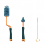 3 tk beebipudeli puhastusharjade komplekt, p&ouml;&ouml;rleva k&auml;epidemega piimapudeli pesu nibude puhastusvahend silikoonist toitmine roosa