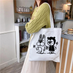 Uus mood, mitmek&uuml;lgne t&uuml;drukute naiste suvi 2022 Kawaii print naiste ostukott Valge &uuml;lisuur k&auml;ekott Naiste multifilm S&uuml;damepai 24*26cm