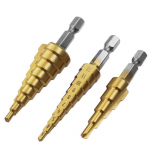 3 tk sirge soonega astmeline puuriterade komplekt 3-12 mm 4-12 mm 4-20 mm HSS titaankattega puurimist&ouml;&ouml;riistade komplekt kuld
