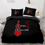 Sweet Love Series tr&uuml;kitud voodipesukomplekt t&auml;issuuruses &uuml;heinimesevoodiga valge armukese mustriga tekikate Superpehme hingav lukuga voodipesu DE 100x135cm